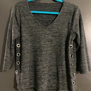 Very soft grey/black 3/4 sleeve top size Misses small